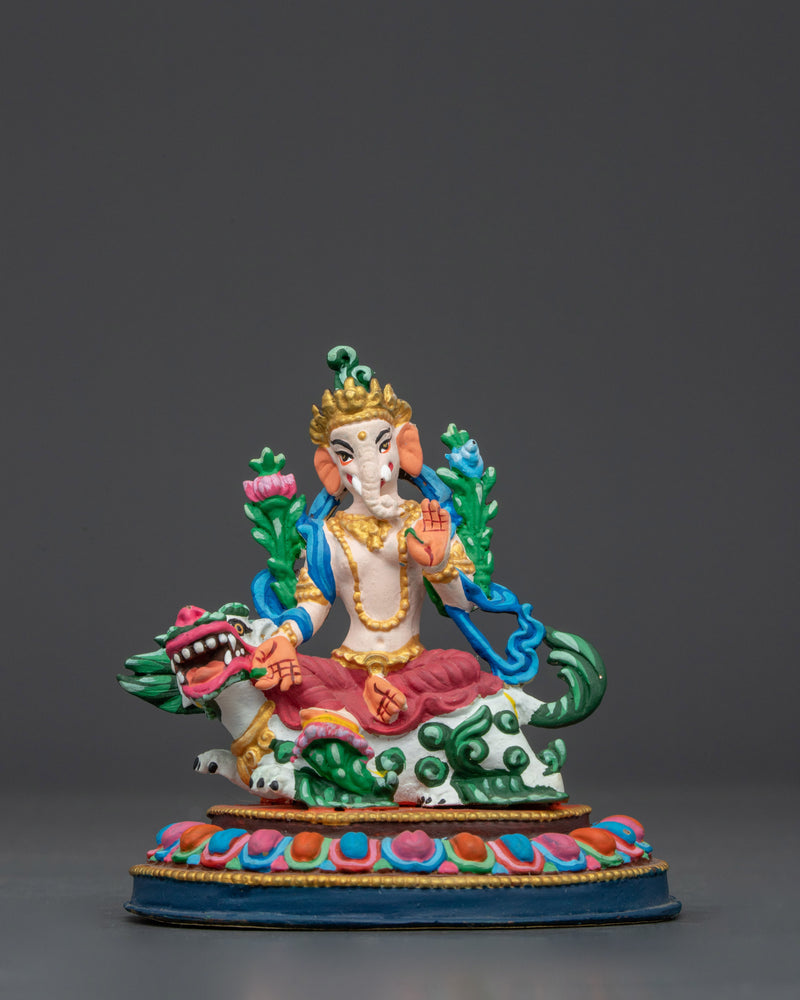 Holy Ganesh Buddha Sculpture | 5.3 Inches Gold Electroplated Figurine