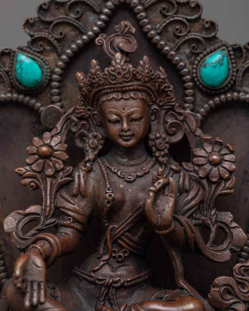 A Green Tara Statue Made with Machine for Details | Buddhism Compassion Goddess