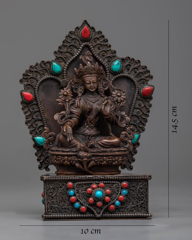 A Green Tara Statue Made with Machine for Details | Buddhism Compassion Goddess