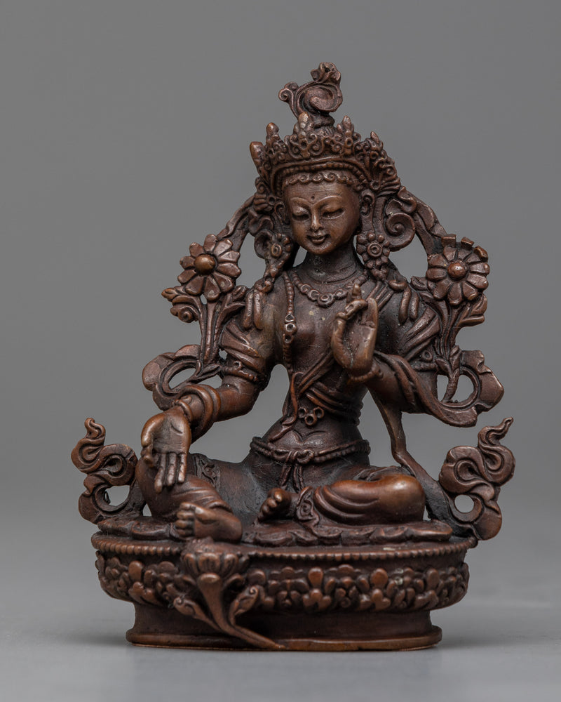 Embrace Peace with Our Small Green Tara Statue | Machine Made Statuettes