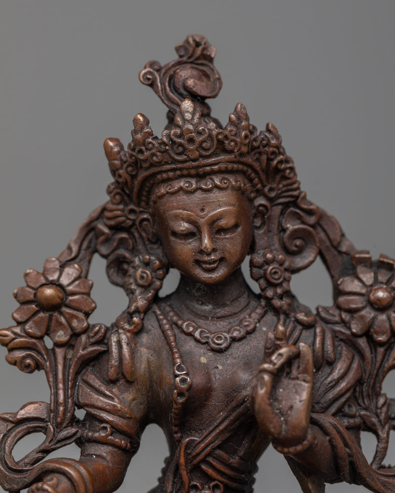 Embrace Peace with Our Small Green Tara Statue | Machine Made Statuettes