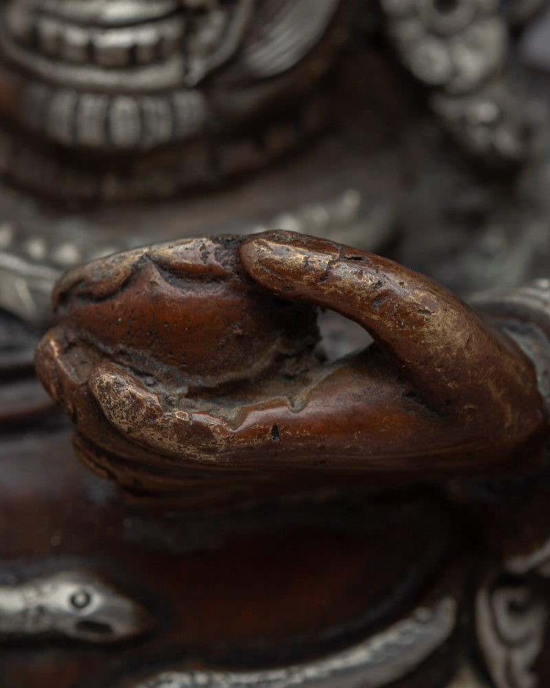 Welcome Protection with Our Mini Mahakala Bernagchen Copper Statue | Machine Molded Statuette