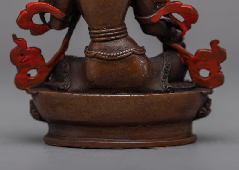 Discover Compassion with Our Small Green Tara Statue | Oxidized Copper Sculpture