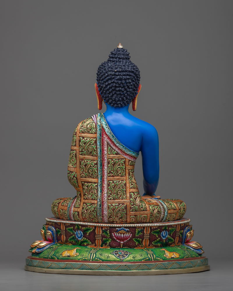 Gautama Buddha Sculpture | Rich Blue Acrylic Painted Buddha Statue