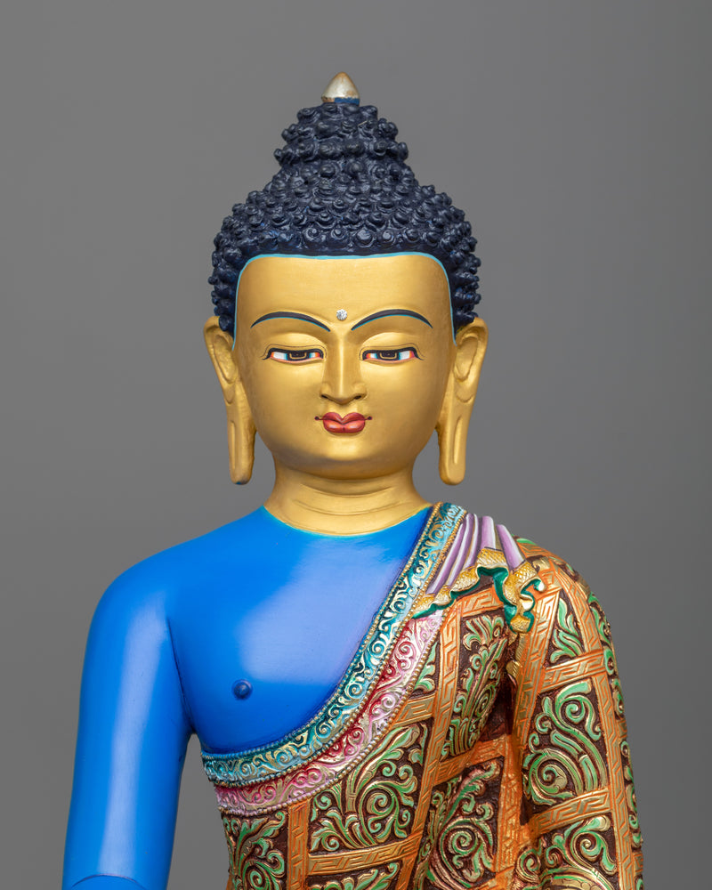 Gautama Buddha Sculpture | Rich Blue Acrylic Painted Buddha Statue