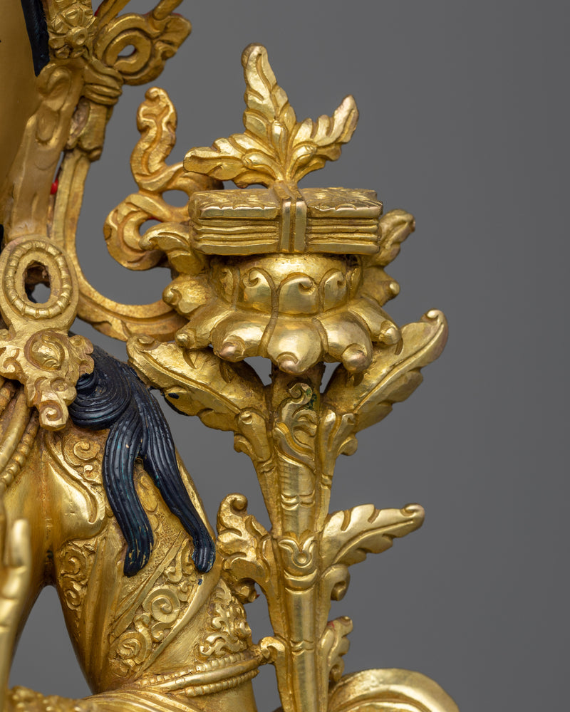 Praise to manjushri with our Gold Gilded Statue | Adorn Your Space with Our Sculpture