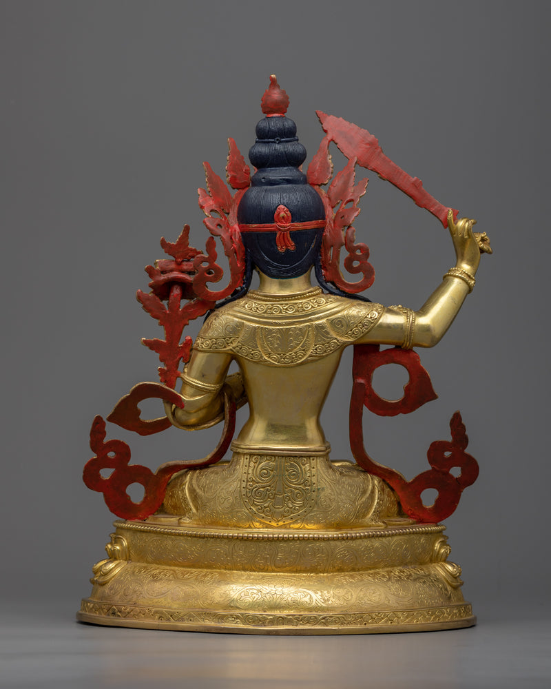 Praise to manjushri with our Gold Gilded Statue | Adorn Your Space with Our Sculpture