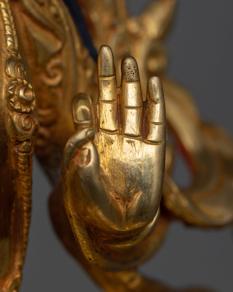 Manjughosa Statue | Exquisite 24k Gold Gilded Copper Statue