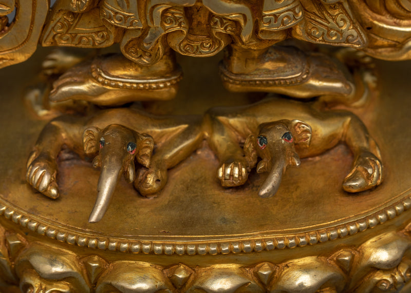 White Mahakala benefits with Statue | Exquisite Gold-Gilded Elegance