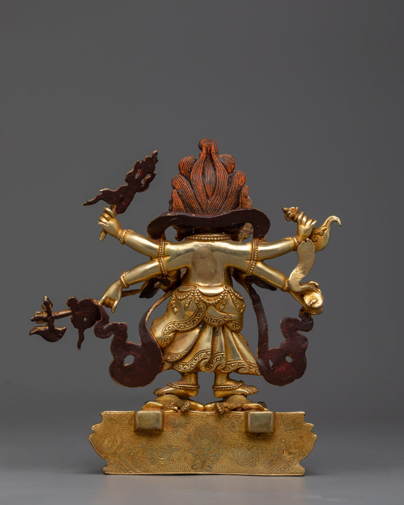 White Mahakala benefits with Statue | Exquisite Gold-Gilded Elegance