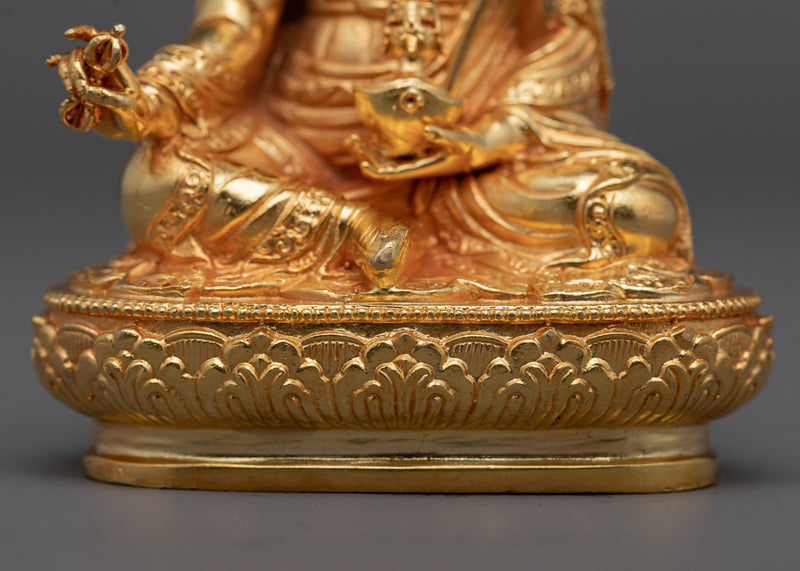 Machine Molded Guru Rinpoche Statue | Small Gold Figurine of Lotus Born