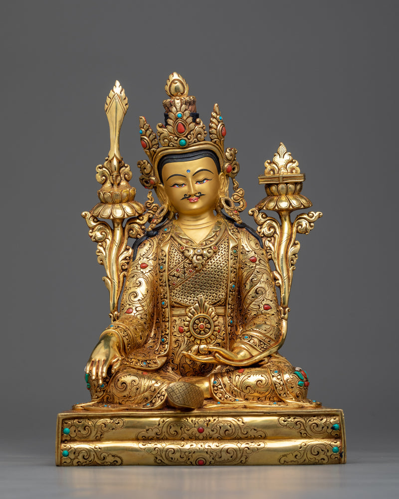 Guru Rinpoche with Trisong Detsen & Santaraksita Statue | The Founding Pillars of Tibetan Buddhism