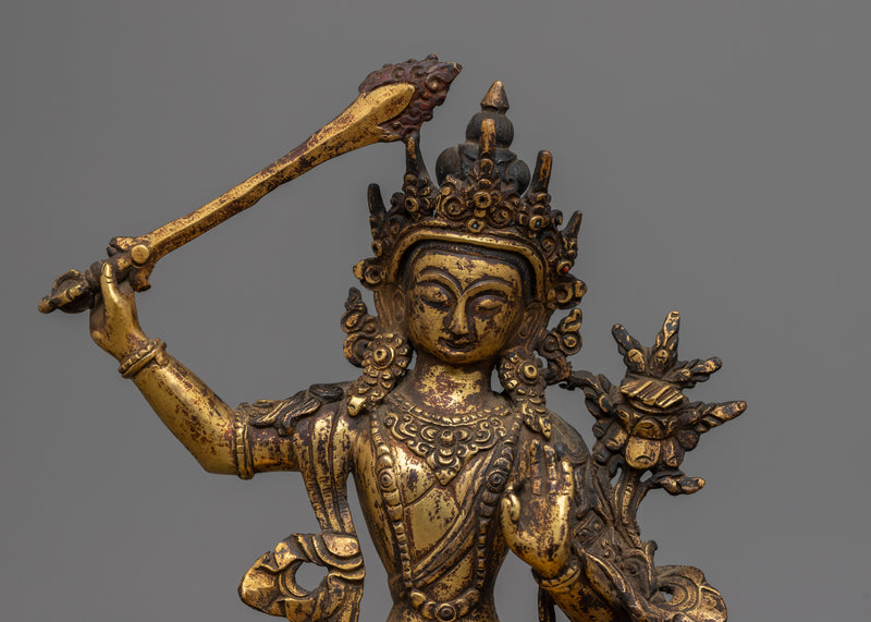 Mantra of Manjushri Statue | A Golden Symphony of Divine Wisdom