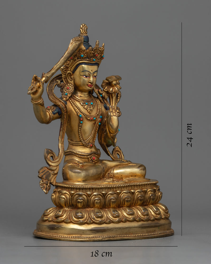 9.4" Manjushri Statue | Bodhisattva Wisdom Deity