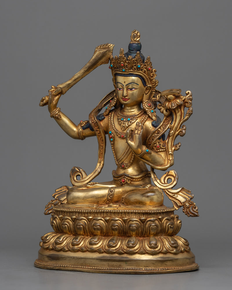 9.4" Manjushri Statue | Bodhisattva Wisdom Deity