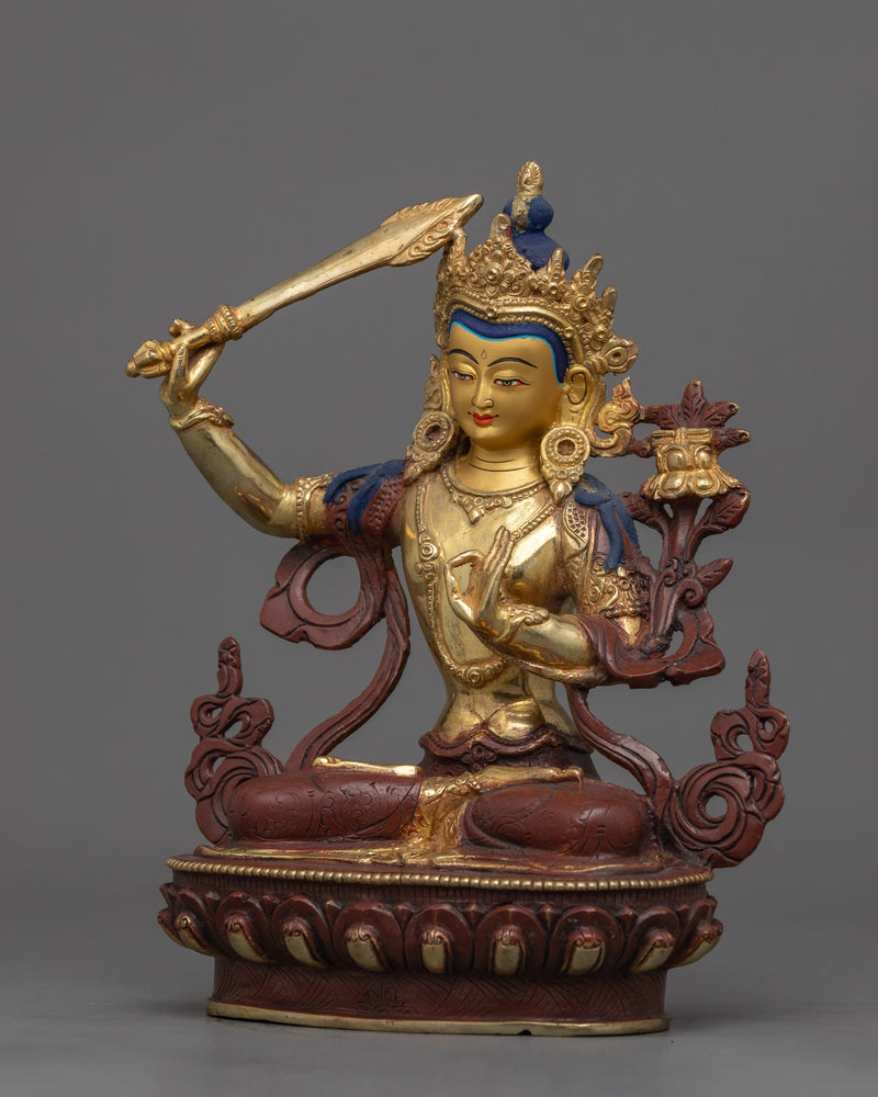 Manjushri Bodhisattva Deity | 8.6" Sculpture Handmade in Nepal