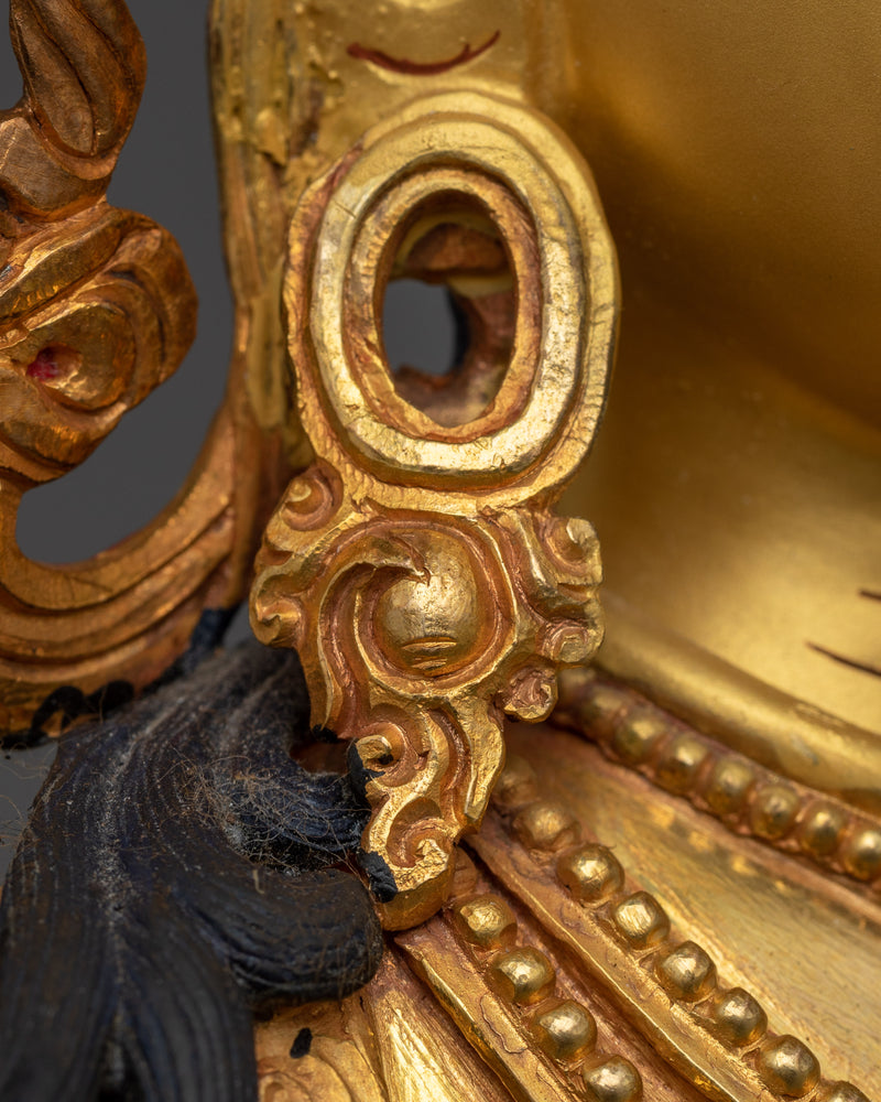 Manjushri Golden Statue | Handmade Figure of Wisdom Deity of Bodhisattva