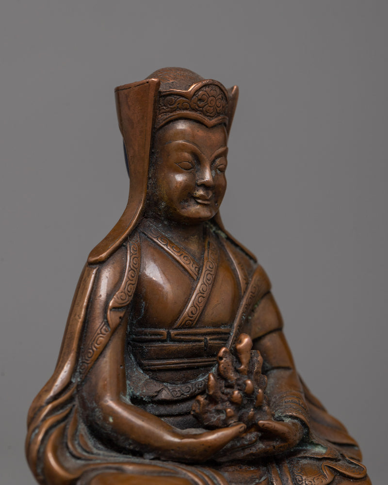 Oxidized Copper Small Gampopa Statue | Beacon of Buddhist Teachings