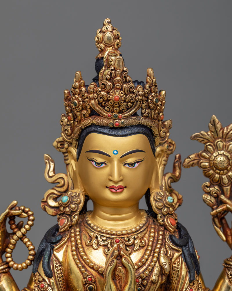 Chenrezig 12.5 Inches Statue | High-Quality Sculpture of Compassionate Deity