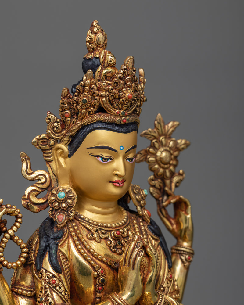 Chenrezig 12.5 Inches Statue | High-Quality Sculpture of Compassionate Deity