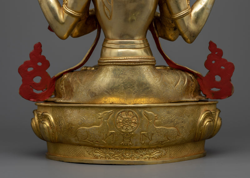 Avalokitesvara Statue | Four-Armed Chenrezig Handmade Sculpture