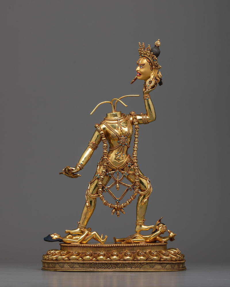 Exquisite Vajrayogini Ucheyma Statue | 24k Gold Gilded Nepalese Sculpture