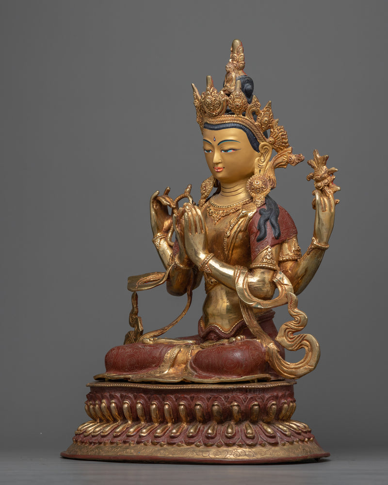 Bodhisattva Chenrezig Idol | Handmade Statue of Compassionate Deity of Buddhism