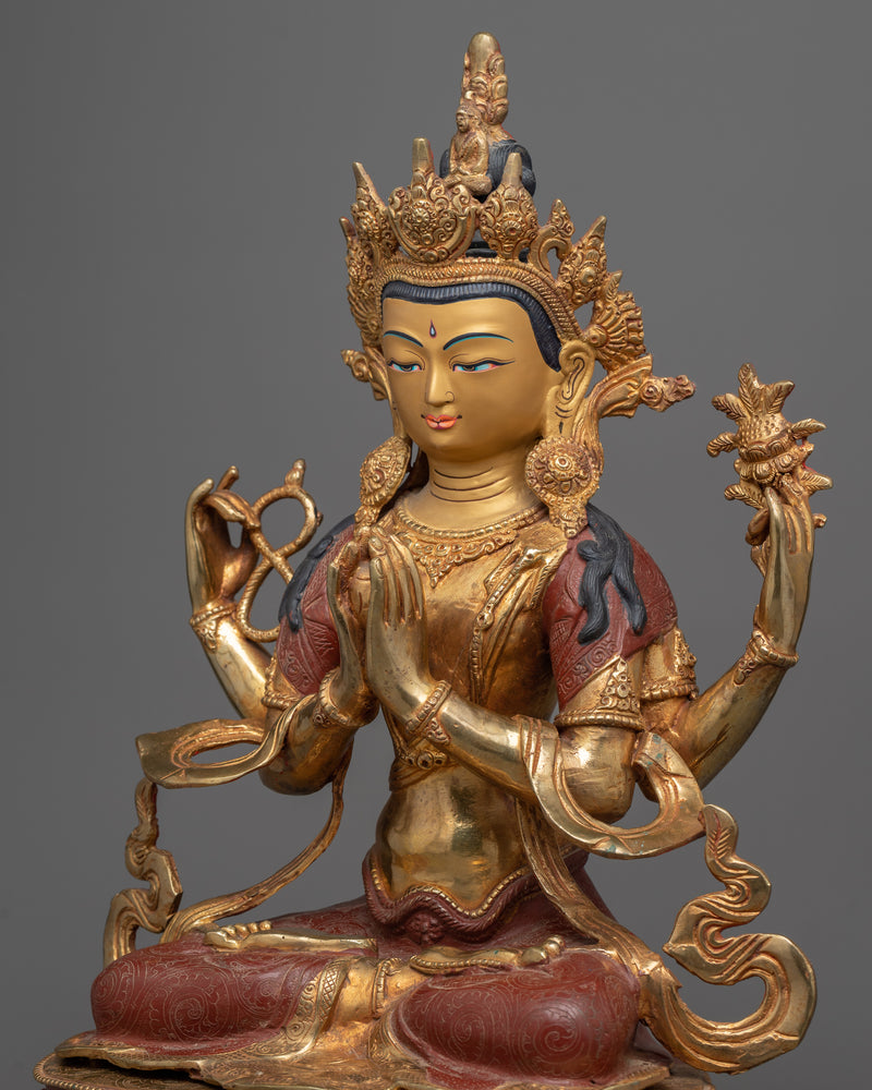 Bodhisattva Chenrezig Idol | Handmade Statue of Compassionate Deity of Buddhism