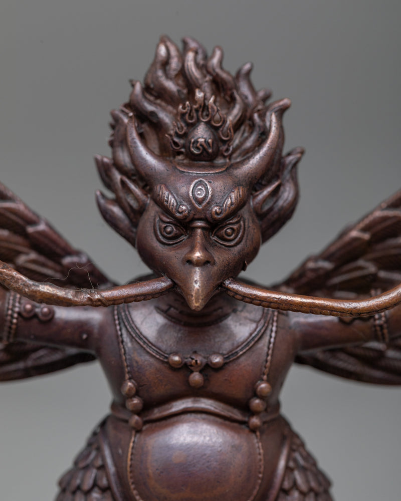 Small Garuda Statue | Machine Sculpted Miniature Copper Eagle like Bird