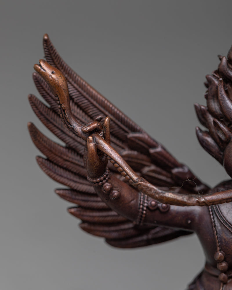 Small Garuda Statue | Machine Sculpted Miniature Copper Eagle like Bird