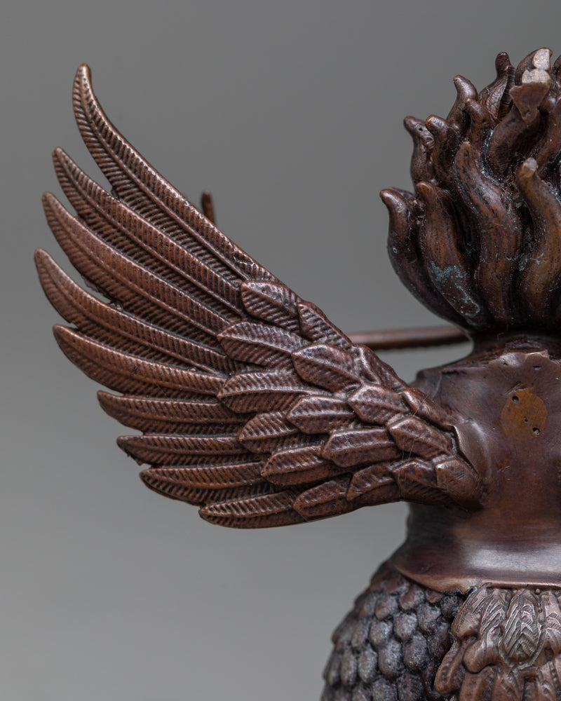 Small Garuda Statue | Machine Sculpted Miniature Copper Eagle like Bird