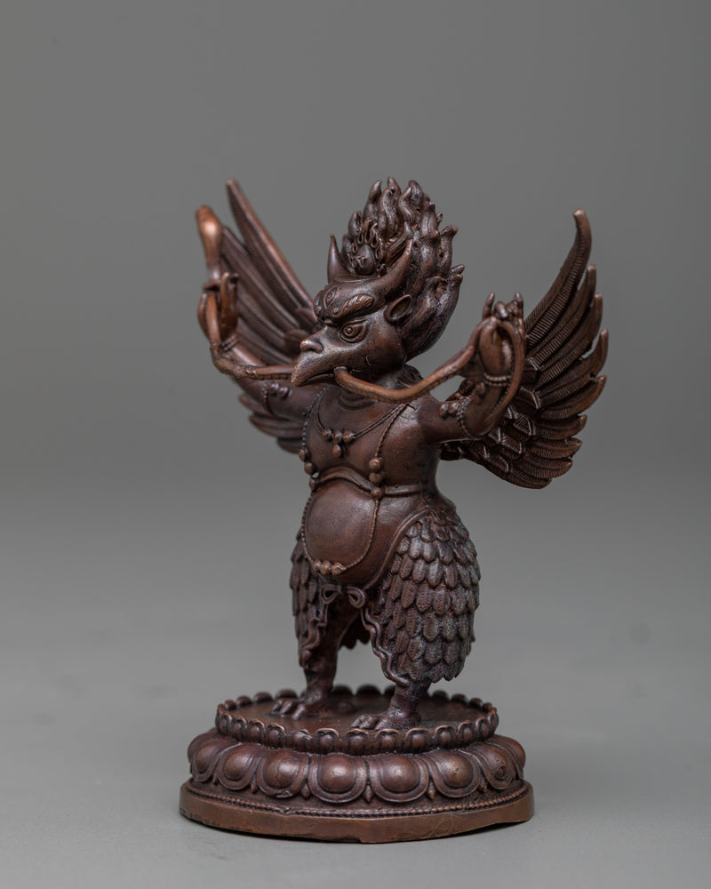 Small Garuda Statue | Machine Sculpted Miniature Copper Eagle like Bird