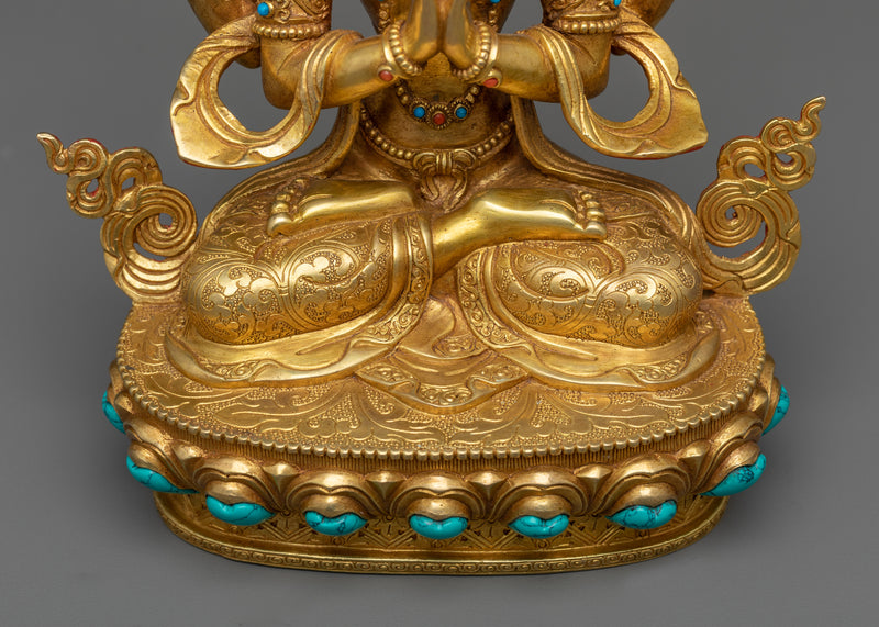 Gold Gilded Chenrizig Statue | Embodiment of Boundless Compassion