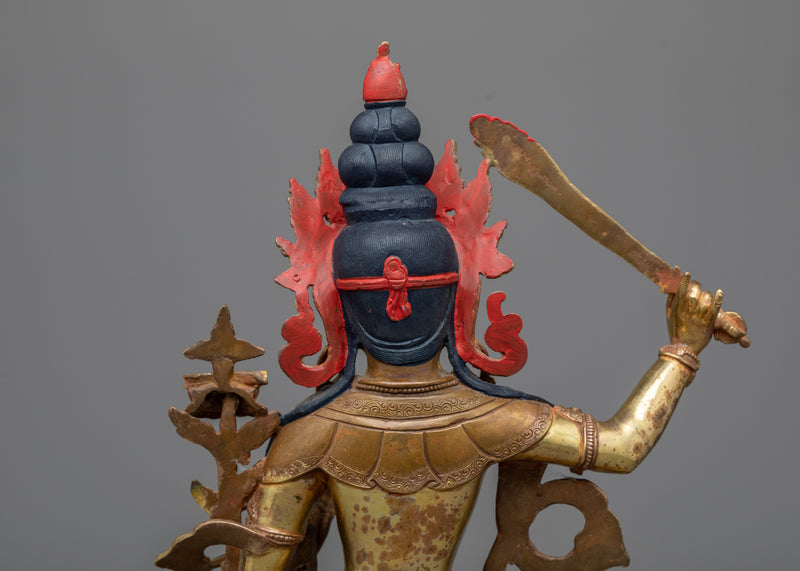 Manjushri Bodhisattva of Wisdom Sculpture | Golden Beacon of Enlightened Insight