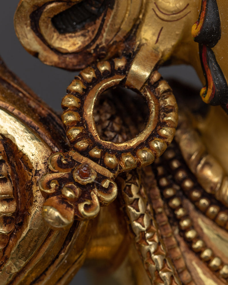 Vajrapani Bodhisattva Statue | Majestic Gold Gilded Shrine Sculpture