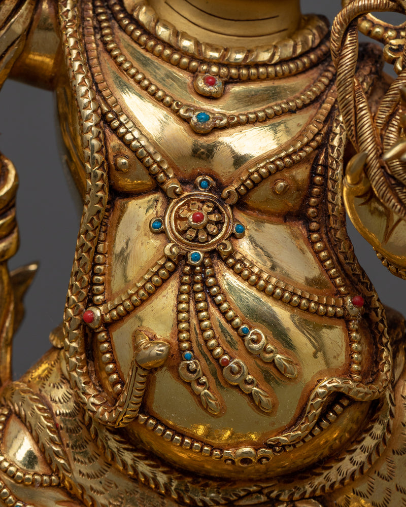 Vajrapani Bodhisattva Statue | Majestic Gold Gilded Shrine Sculpture