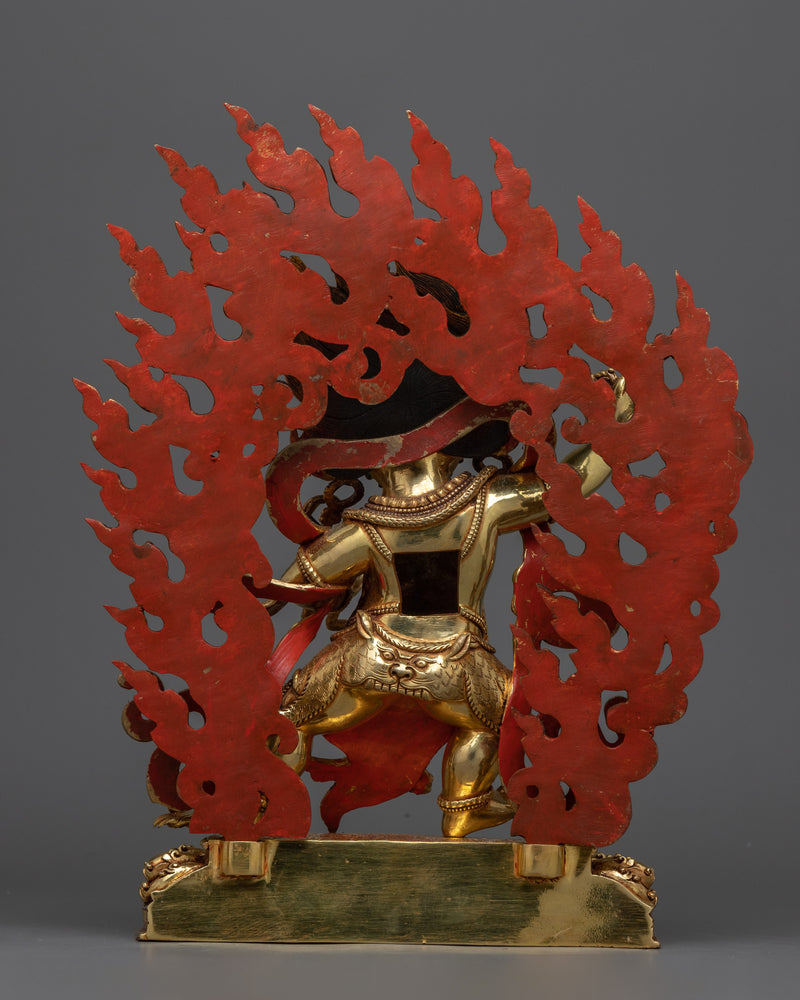 Vajrapani Bodhisattva Statue | Majestic Gold Gilded Shrine Sculpture