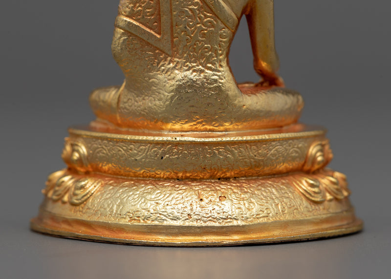 Shakyamuni Buddha Small Sculpture | Miniature Gold-Gilded Machine-Made Copper Statue