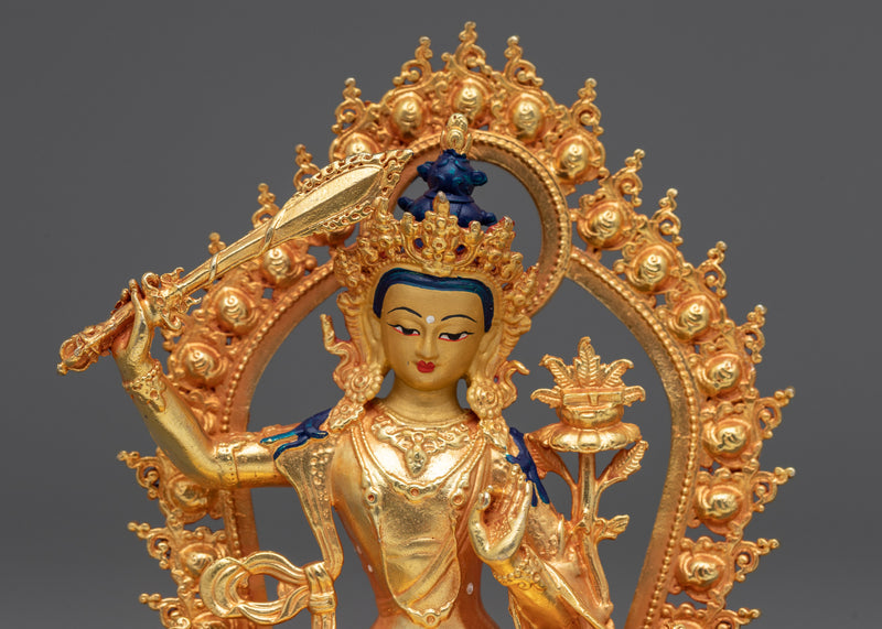 Tiny Manjushri Statue | Wisdom's Radiant Icon