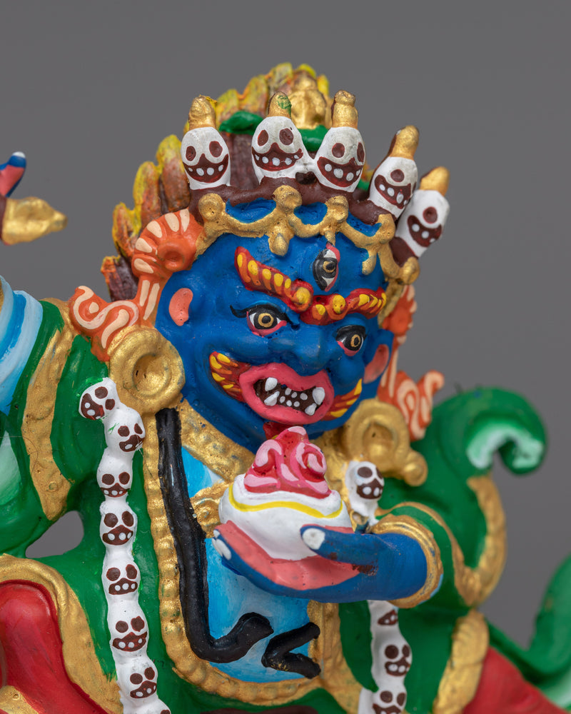 Compact Mahakala Bernagchen Sculpture | Guardian Deity of Protection and Power