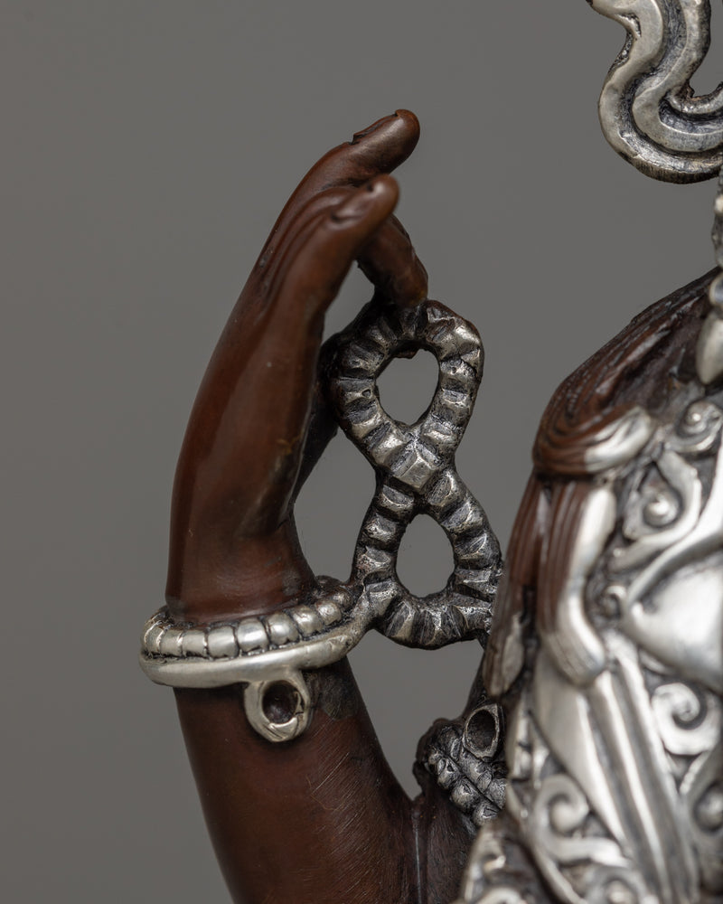 Silver-Plated Lord Chenresi Statue | Compassion Embodied Buddha