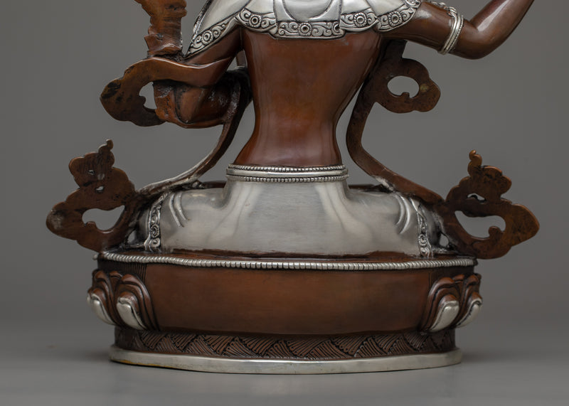 Silver-Plated Manjusri Statue | Wisdom's Radiance Sculpture