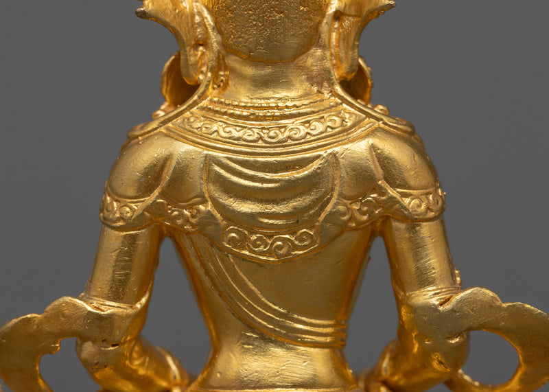 Small Scale Amitayus Statue | 24K Gold Electroplated Symbol of Longevity