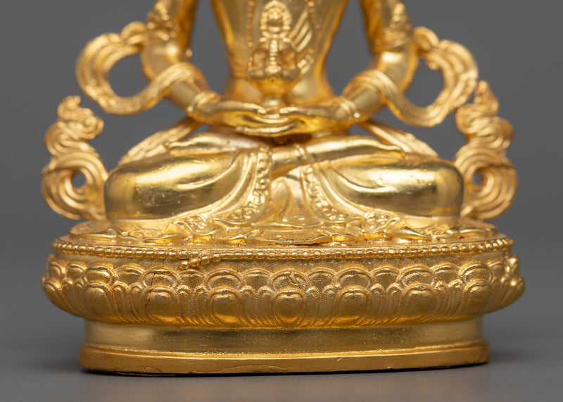 Small Scale Amitayus Statue | 24K Gold Electroplated Symbol of Longevity