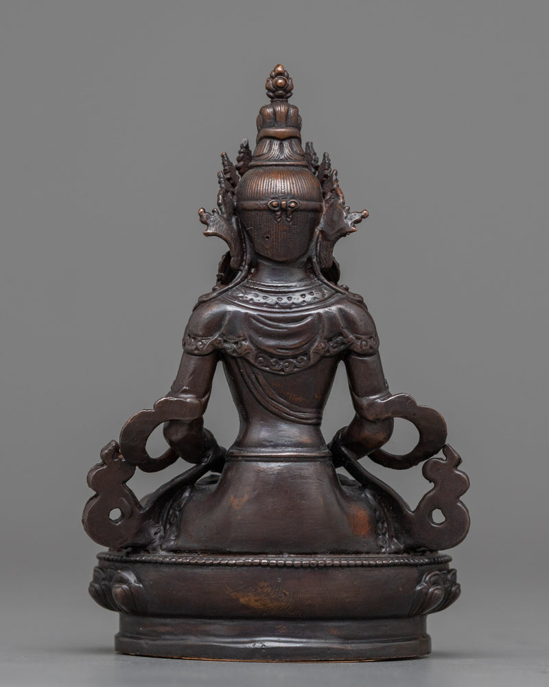 Miniature Amitayus Statue | Oxidized Copper Symbol of Longevity