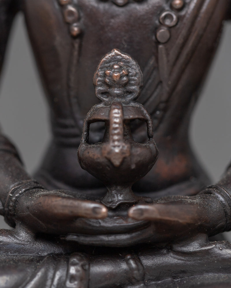 Miniature Amitayus Statue | Oxidized Copper Symbol of Longevity