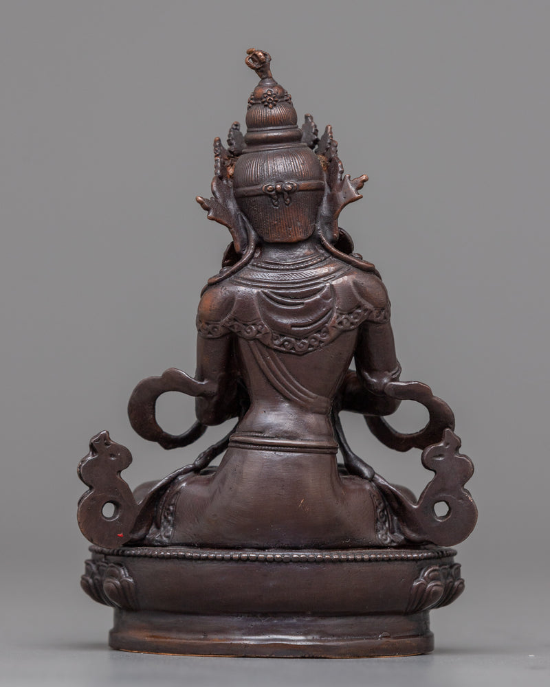 Little Vajradhara Statue | Oxidized Copper Emblem of Ultimate Reality