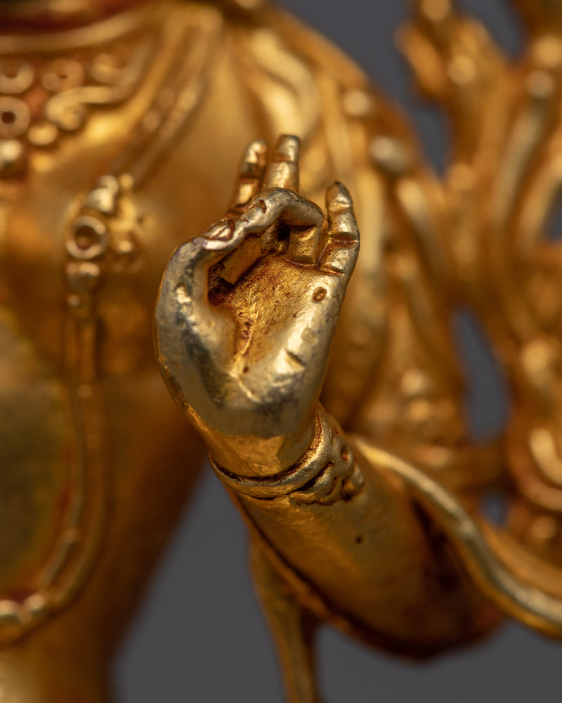 Miniature Green Tara Statue | 24K Gold Electroplated Compassion