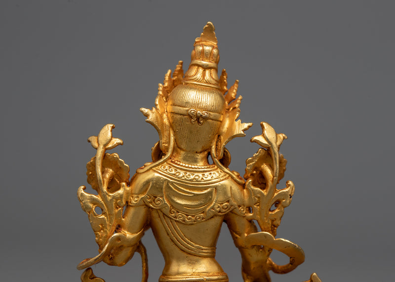 Delicate Miniature White Tara Statue | 24K Gold Electroplated Healing