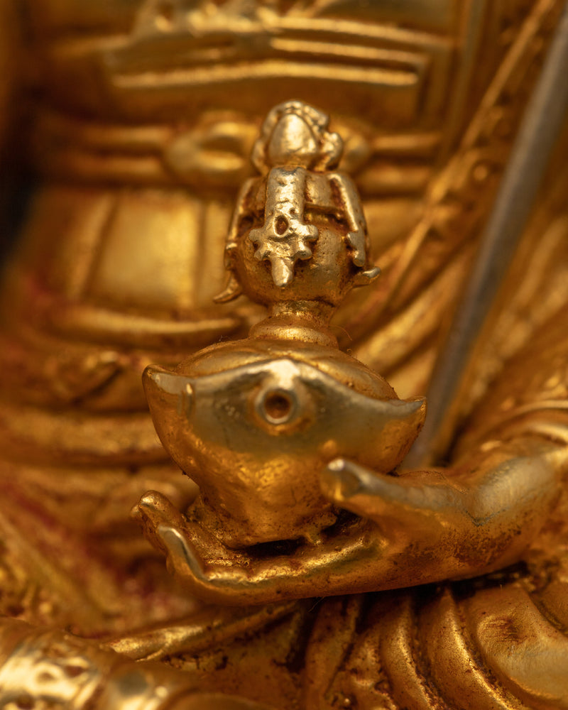 Miniature Guru Rinpoche Sculpture | 24K Gold Electroplated Spiritual Master